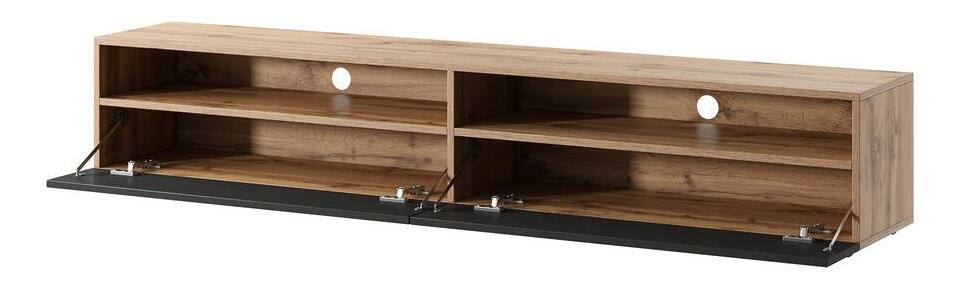 TV skříňka/stolek Redcan (s osvětlením) (černá + dub wotan)