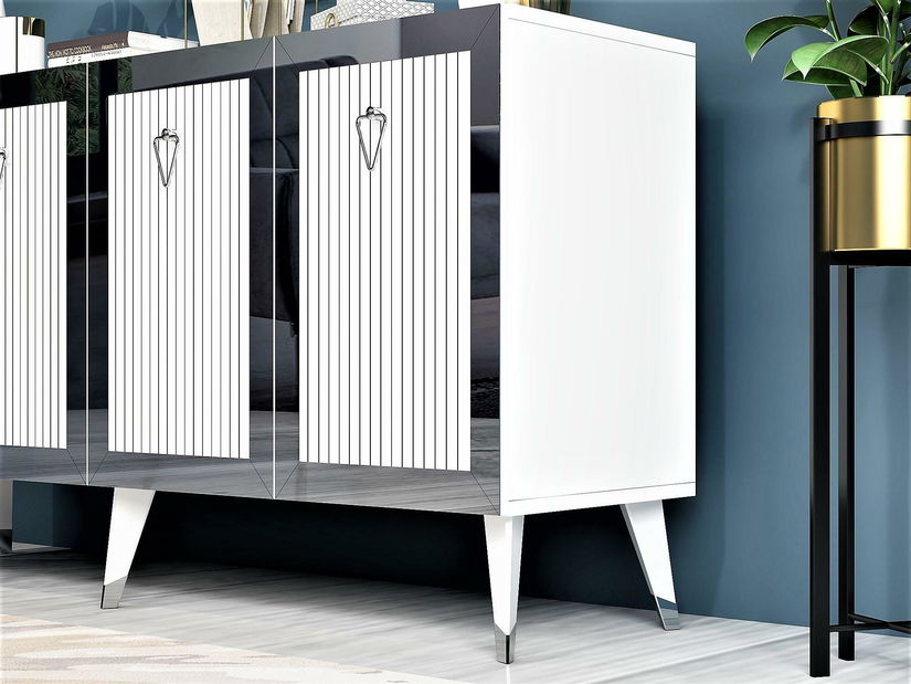 Skříňka Vopula (bílá + stříbrná)