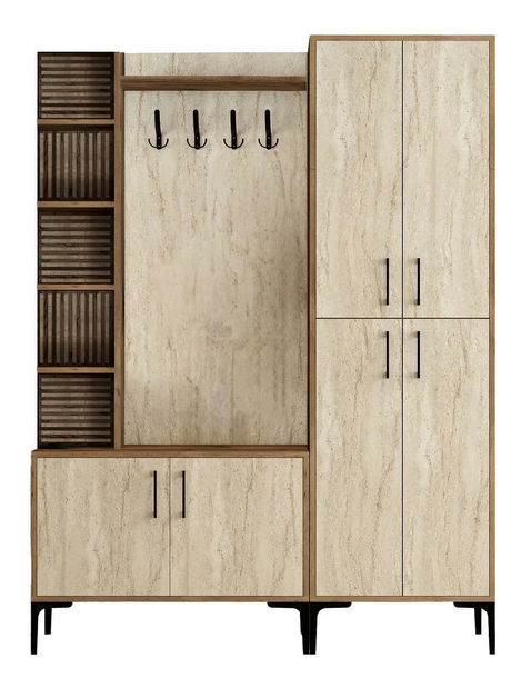 Předsíňová stěna Valery 3 (ořech + travertin)