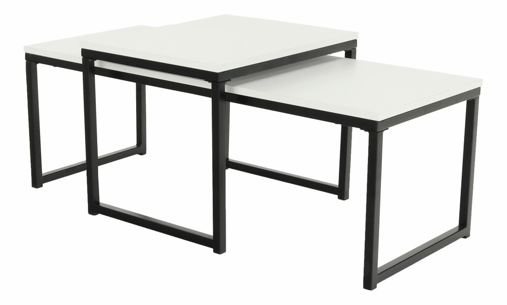 Set 2 ks konferenčních stolků Kastty typ 2 (bílá + černá)