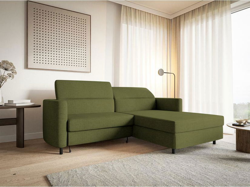 Rohová sedací souprava Buchu (P) (olivová + černá)