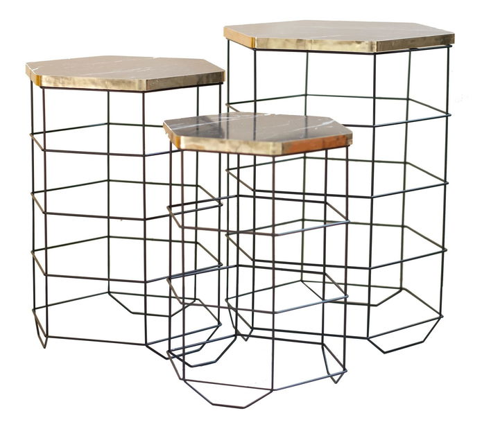 Set 3ks. konferenčních stolků Tamini (dub + černá)