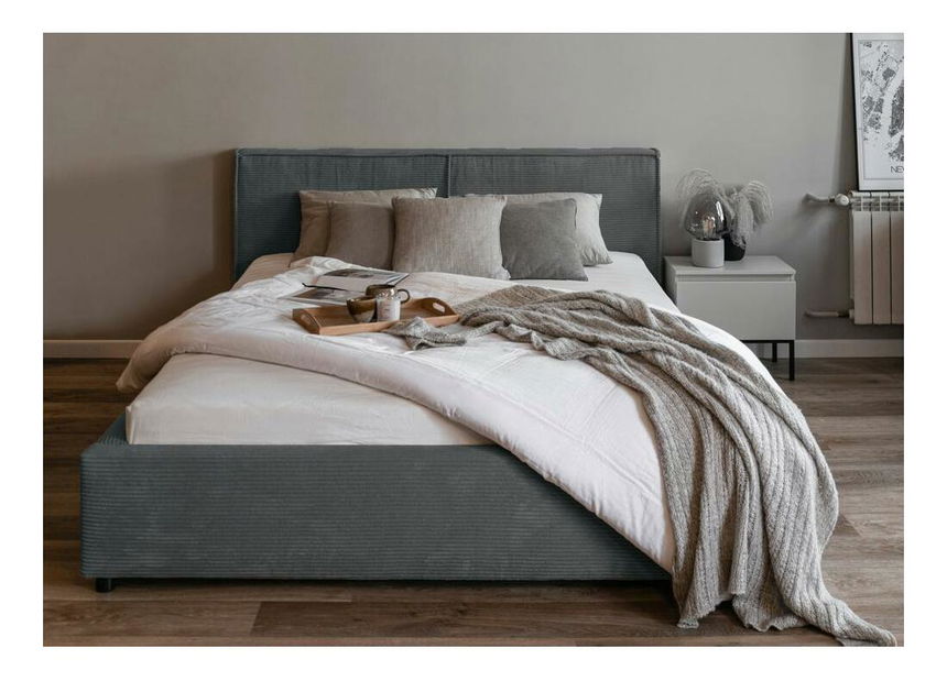 Manželská postel 180 cm Fatime (s roštem) (s úl. prostorem) (šedá + černá)