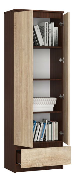 Policová skříň Renzo (wenge + dub sonoma)