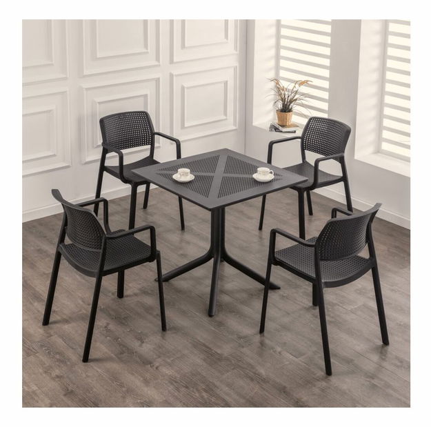 Zahradní stůl DENTON (černá) (pro 4 osoby)