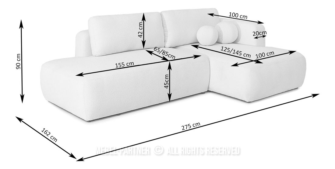 Rohová sedačka Masivos (krémová + černá)