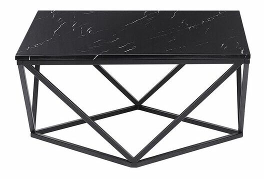 Konferenční stolek Magna (černá) (mramorový efekt)