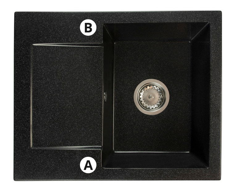 Kuchyňský dřez Dalgam (černá + textura) (se 2 otvory pro baterii) (L)