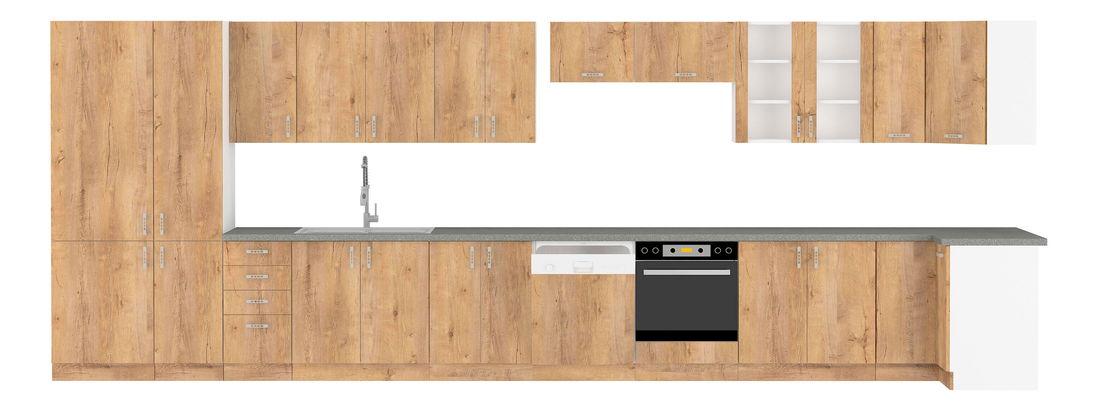 Dolní kuchyňská skříňka pod dřez Sylrona 80 ZL 2F BB (bílá + dub lefkas) *bazar