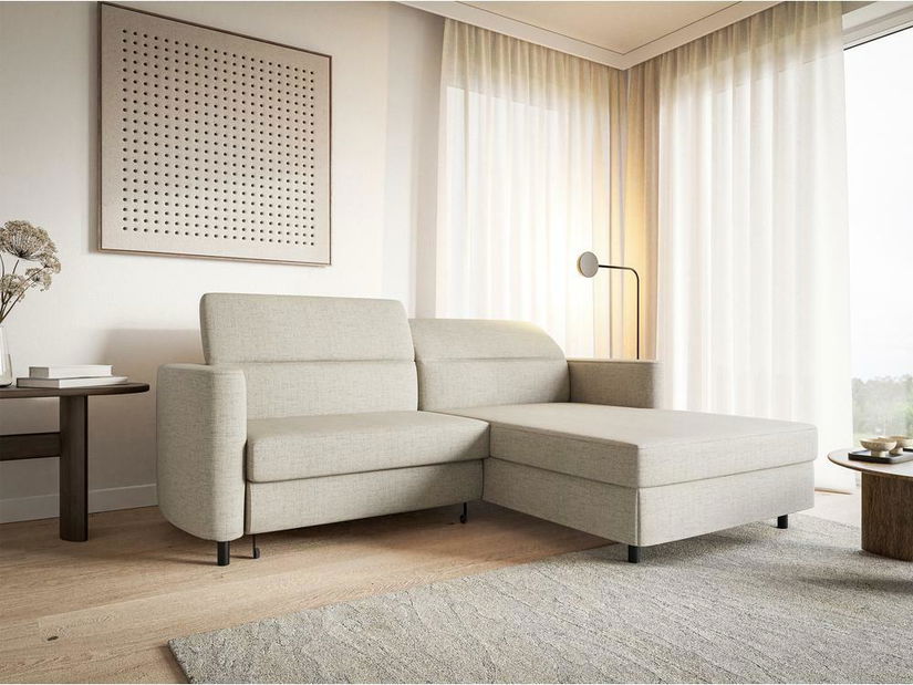 Rohová sedací souprava Buchu (P) (světlobéžová + černá)