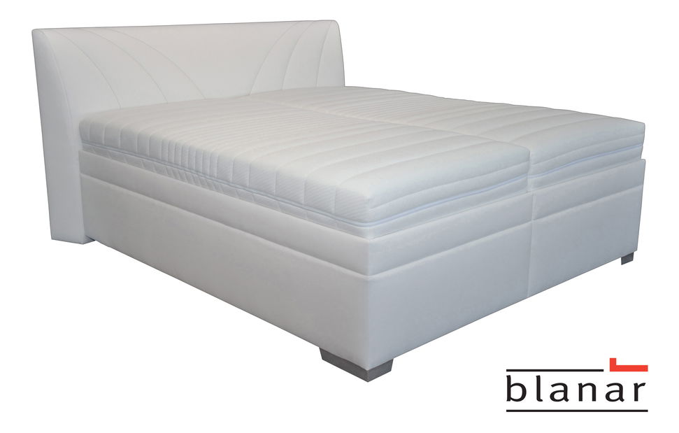 Manželská postel 180 cm Blanár Velvet (s roštem a matracemi) (bílá)