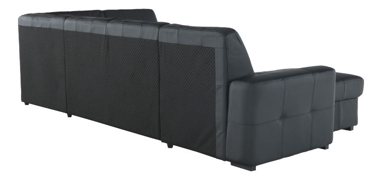 Kožená rohová sedací souprava U Trek (černá) (P)