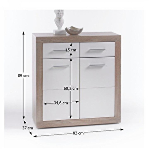 Komoda Callin 2T/2SK (dub sonoma + bílá)