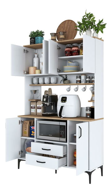 Policová skříň Jenaretta 168 (bílá + ořech)