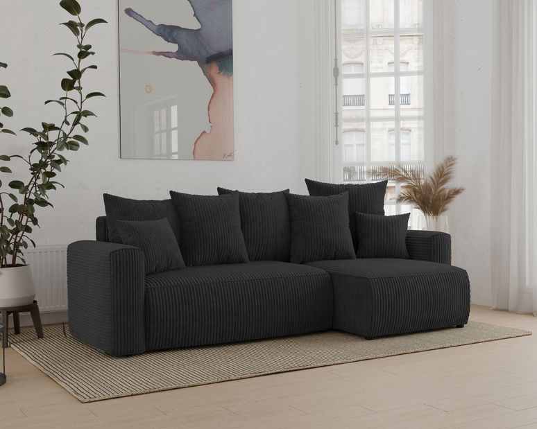 Rohová sedačka Denia (P) (černá)