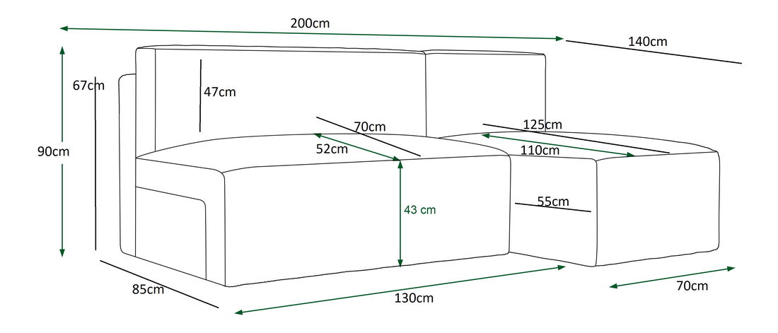Rohová sedací souprava Mirage Sed (mátová) (P)