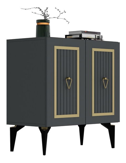 Skříňka Lideke 3 (antracit + zlatá)