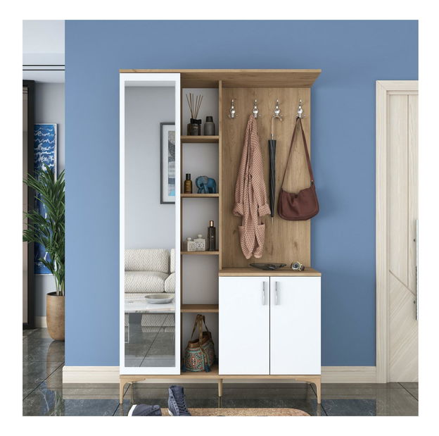 Předsíň Emily 9 (se zrcadlem) (ořech + bílá)