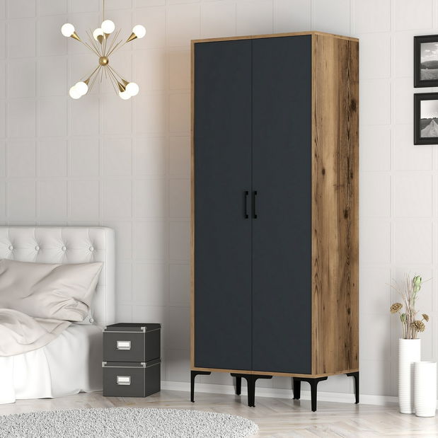 Šatní skříň Kiara SS (ořech + antracit)