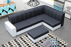 Rohová sedací souprava Monique (černá + bílá) (P)