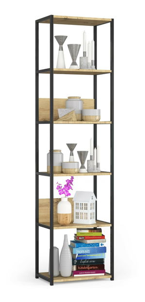 Regál Loriana II (černá + dub artisan)