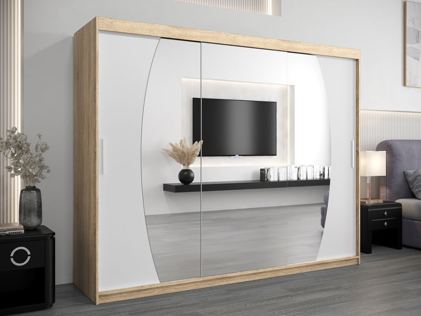 Šatní skříň 250 cm Eclipse (dub sonoma + bílá matná)