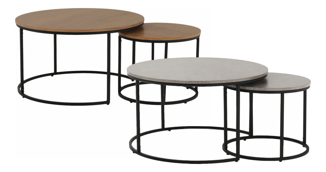 Set 2 konferenčních stolků Ilak (beton + černá)