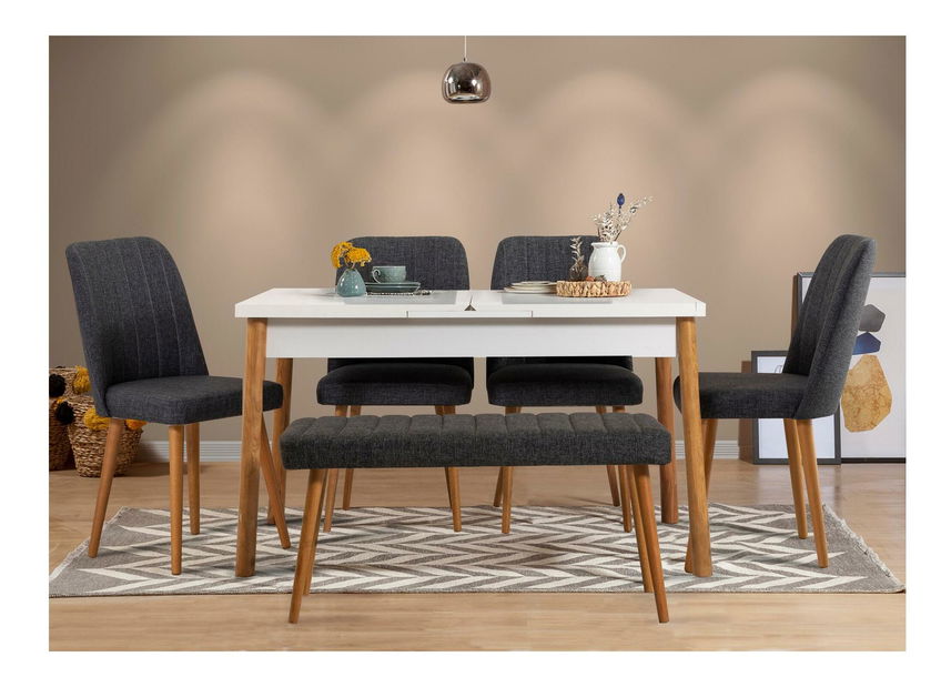 Jídelní set Senteago 1 (pro 6 osob) (borovice atlantická + bílá + antracit)