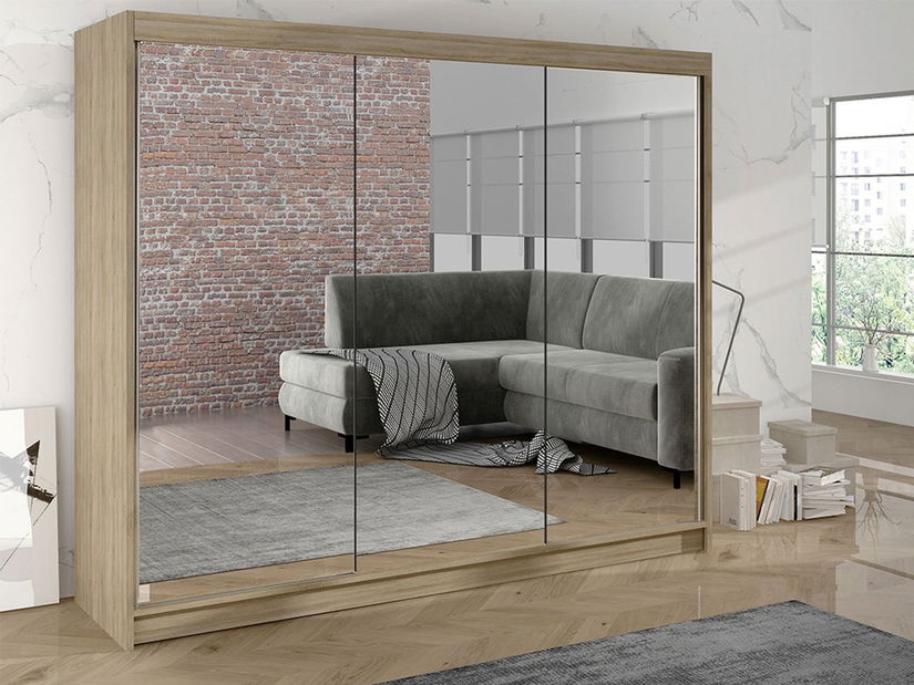 Šatní skříň se zrcadlem Geneva III (sonoma) *výprodej