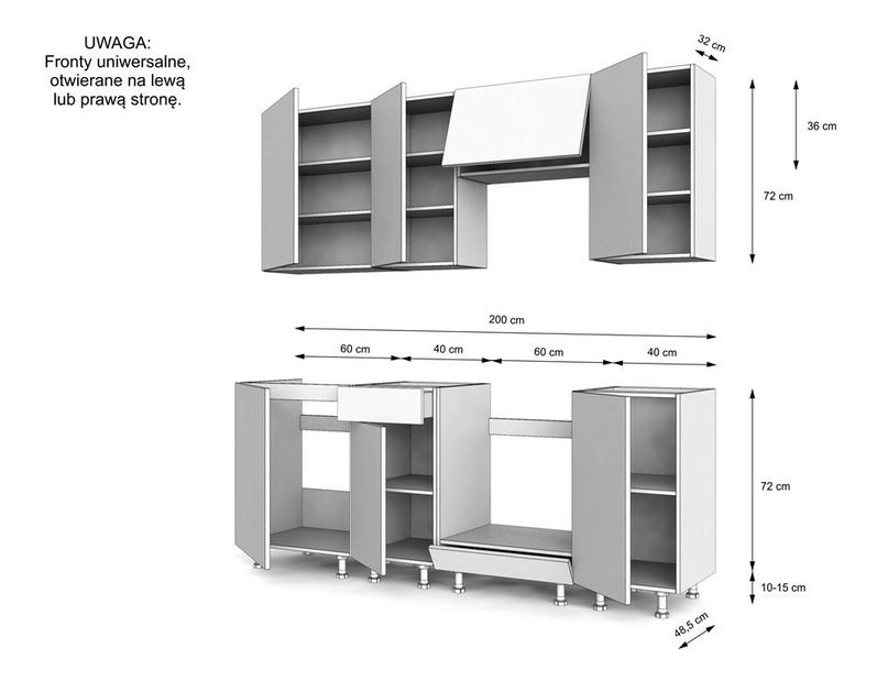 Kuchyňská sestava 200 cm Vestia 1 (kašmír + dub evoke)