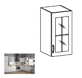 Horní kuchyňská skříňka se sklem G40S Provense (bílá + sosna andersen) (P)