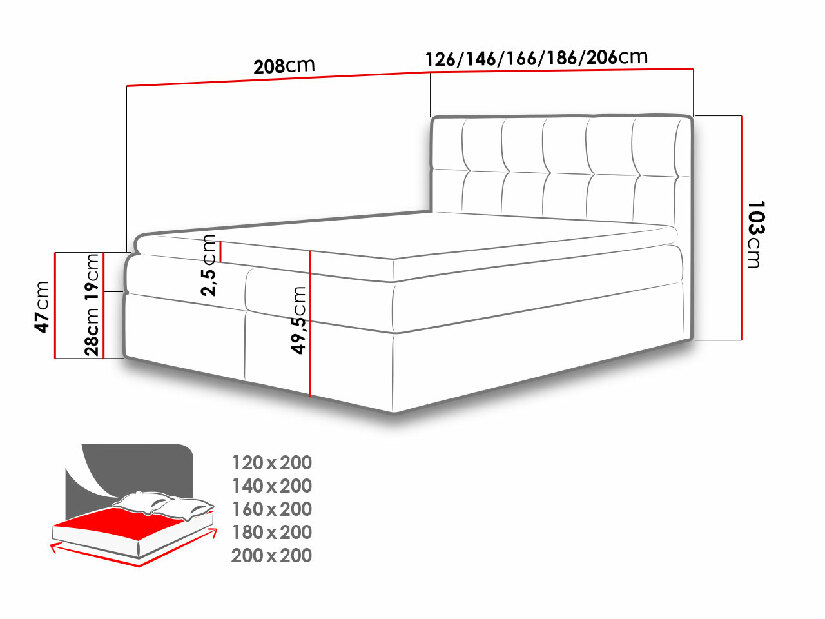 Kontinentální postel 140 cm Apolon (šedá) *výprodej