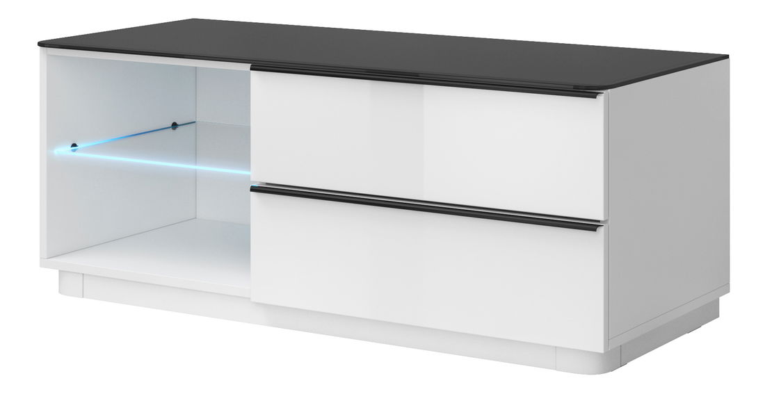 TV stolek/skříňka Toft Typ 41 (bílá + černé sklo)