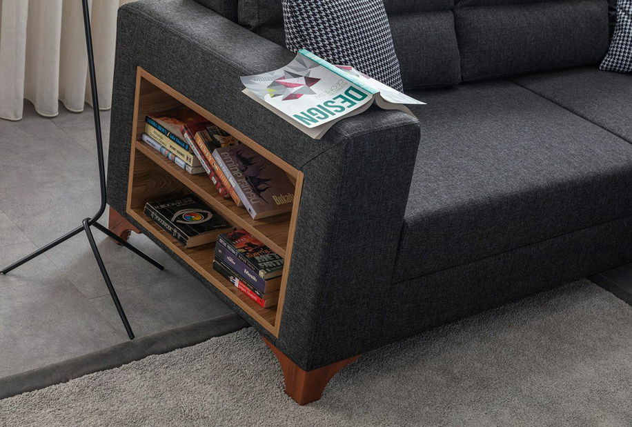 Rohová sedačka Puffyna (antracit) (P)