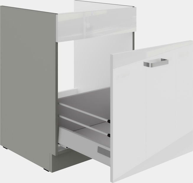 Dolní kuchyňská skříňka Brunea 60 ZL 1S BB (korpus: šedá / fronta: lesk bílý)