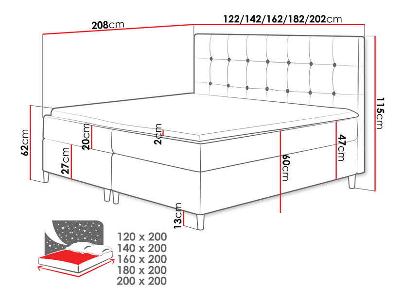 Manželská postel 140cm Citar (světlobéžová)