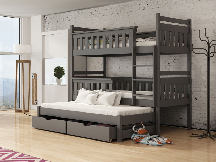 Dětská postel 80 cm KARLA (s roštem a úl. prostorem) (grafit)