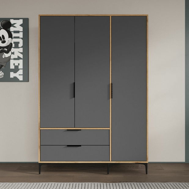Šatní skříň Adena (dub + antracit)