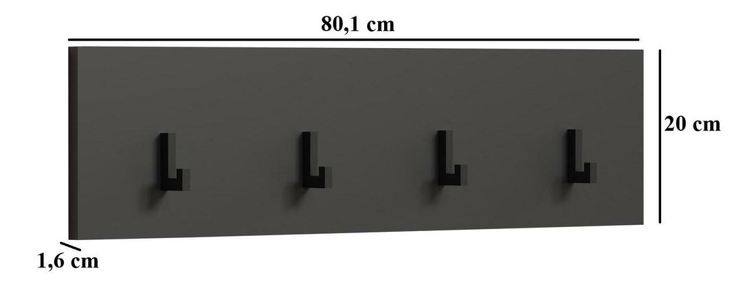 Nástěnný věšák Esferas (grafit + dub evoke)