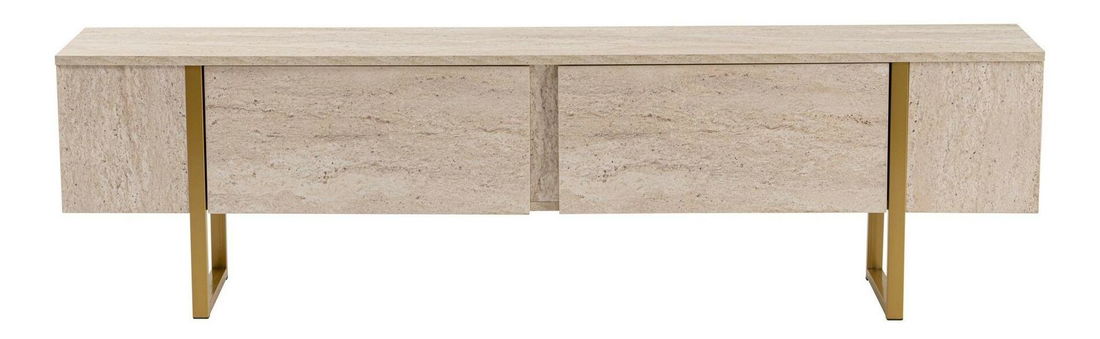 TV skříňka Seronitta (travertin + zlatá)