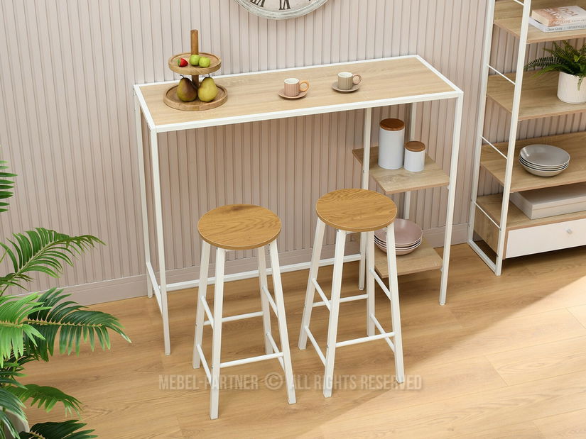 Barová židle Fukando (dub + bílá)