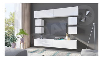 Obývací stěna Badiani XVI (bílá + bílá lesklá)