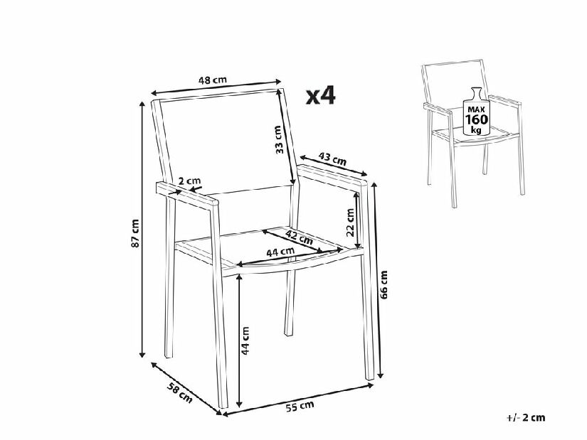 Set 4 ks zahradních židlí Giggles (béžová)