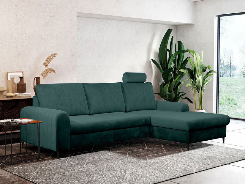 Rohová sedací souprava Oasia (tmavě zelená)