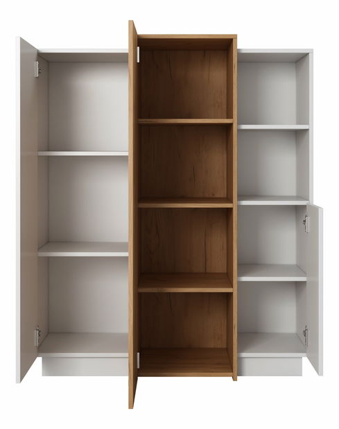 Skříňka Three 3D (dub craft zlatý + bílá)