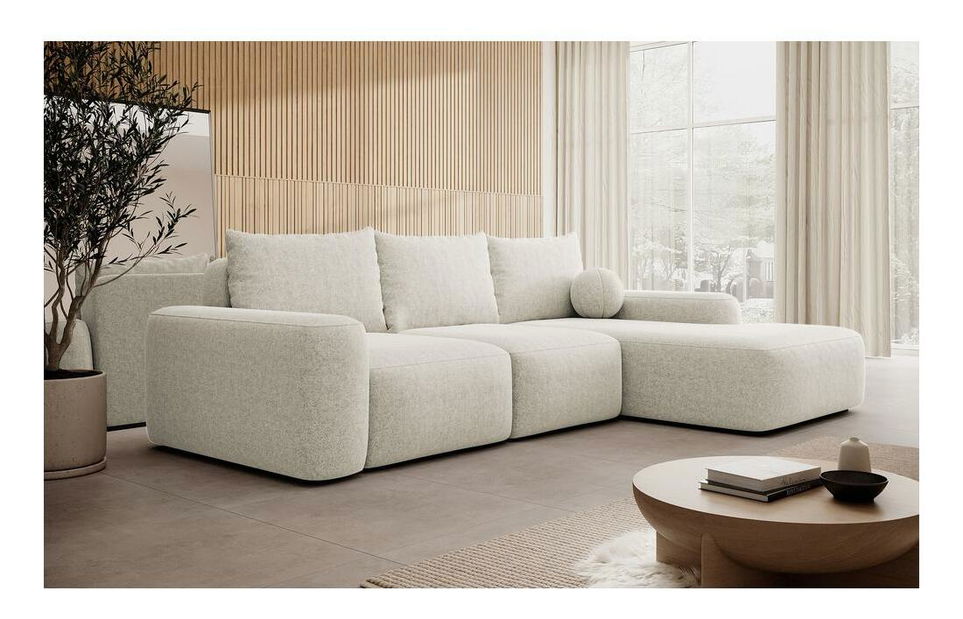 Rohová sedací souprava Carlito (P) (krémová + černá)