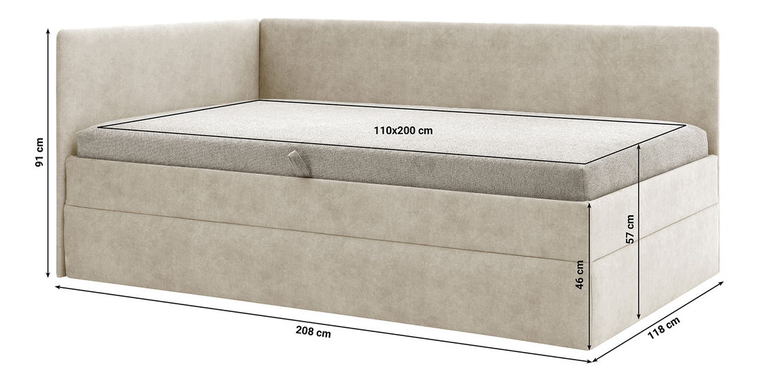 Jednolůžková postel 110 cm Optoman (hnědošedá) (s roštem a matracem) (s úl. prostorem)