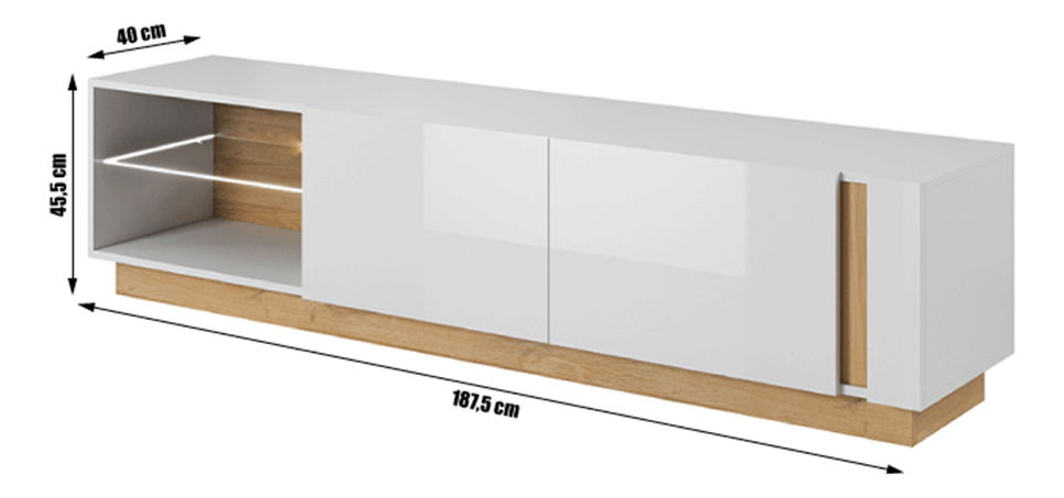 TV stolek/skříňka Cethos Typ 187 (bílá + dub grandson)
