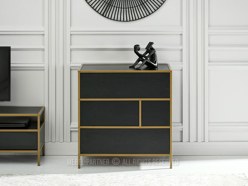 Komoda Soren Kom (černé dřevo + zlatá)