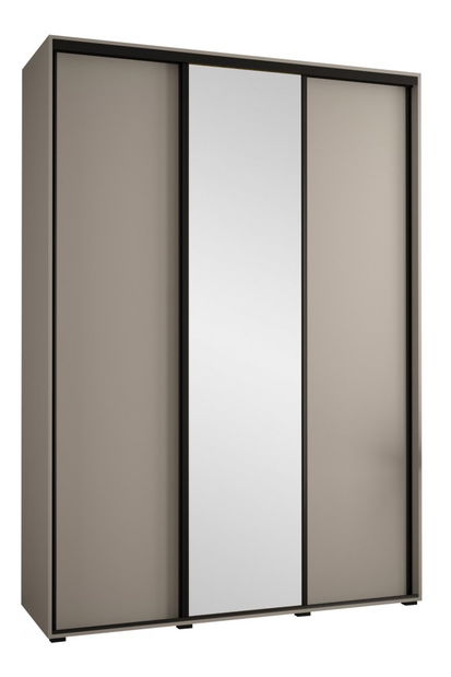 Šatní skříň s posuvnými dveřmi Foktra 3 180 (kašmír + černá) (se zrcadlem)